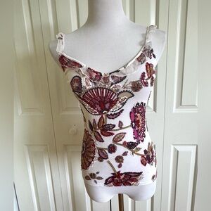DIMENSION Multicolor Knit Floral Sequined Tank Top S